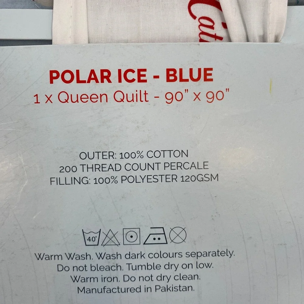 Cath Kidston Polar Ice Quilt Queen Blue Polar Bear Penguin Cotton Percale Winter